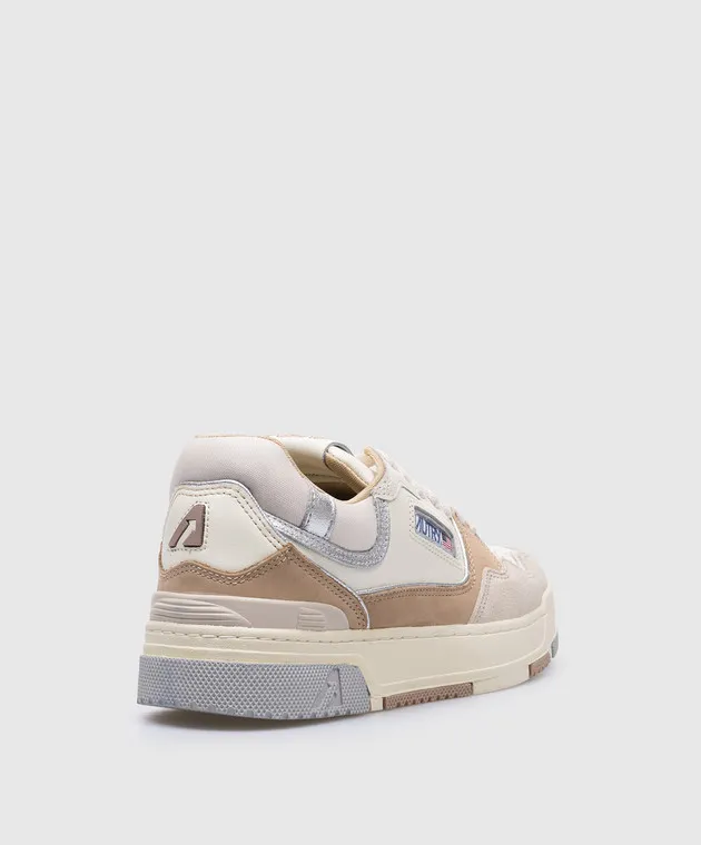 AUTRY CLC logo sneakers in beige leather