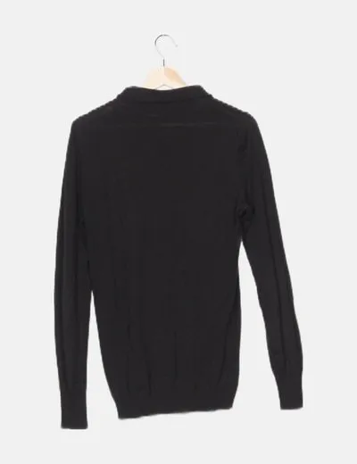 Benetton Jersey negro cuello vuelto