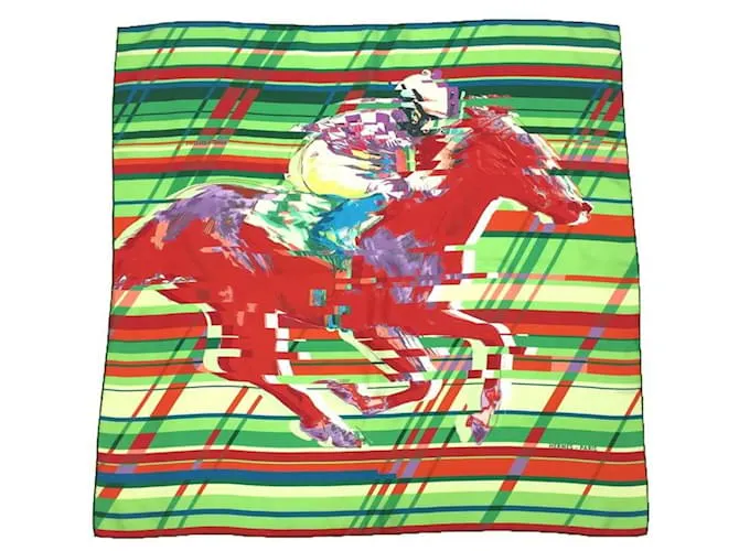 Bufanda de seda Hermès en verde y rojo Roja 