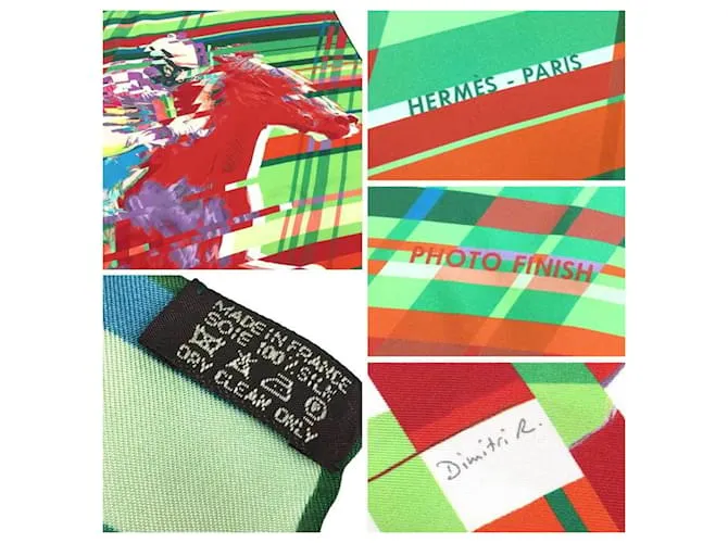 Bufanda de seda Hermès en verde y rojo Roja 
