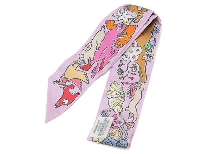 Bufanda Hermès Twilly - Mil y Un Conejos Púrpura 
