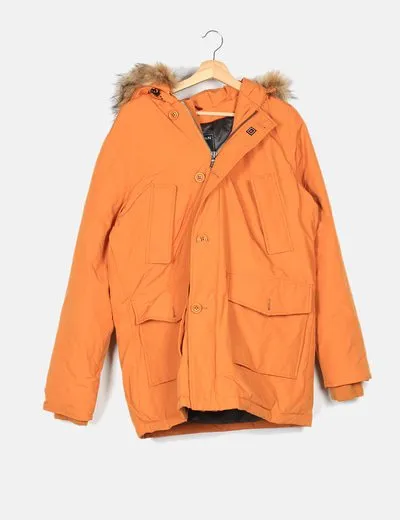 Canadian Classics Parka naranja detalle pelo