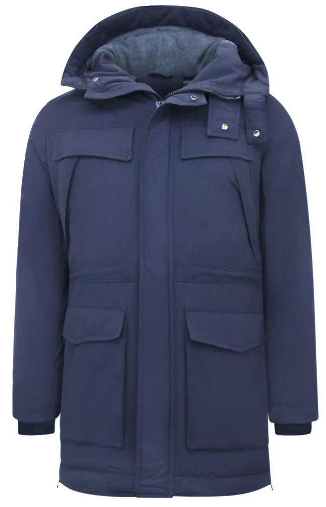 Chaqueta Parka Larga de Hombre con Capucha - 891 - Azul