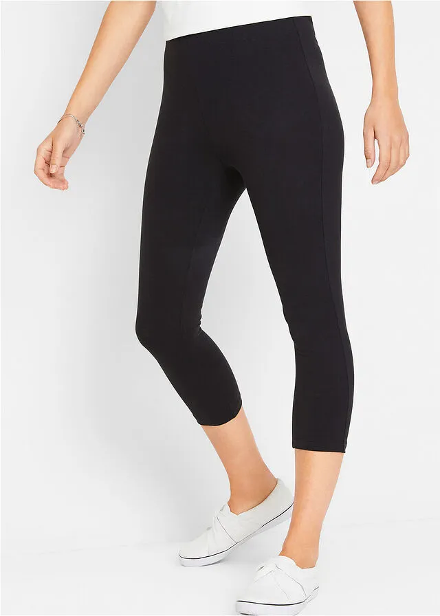 Leggings capri con cómoda cinturilla Negro