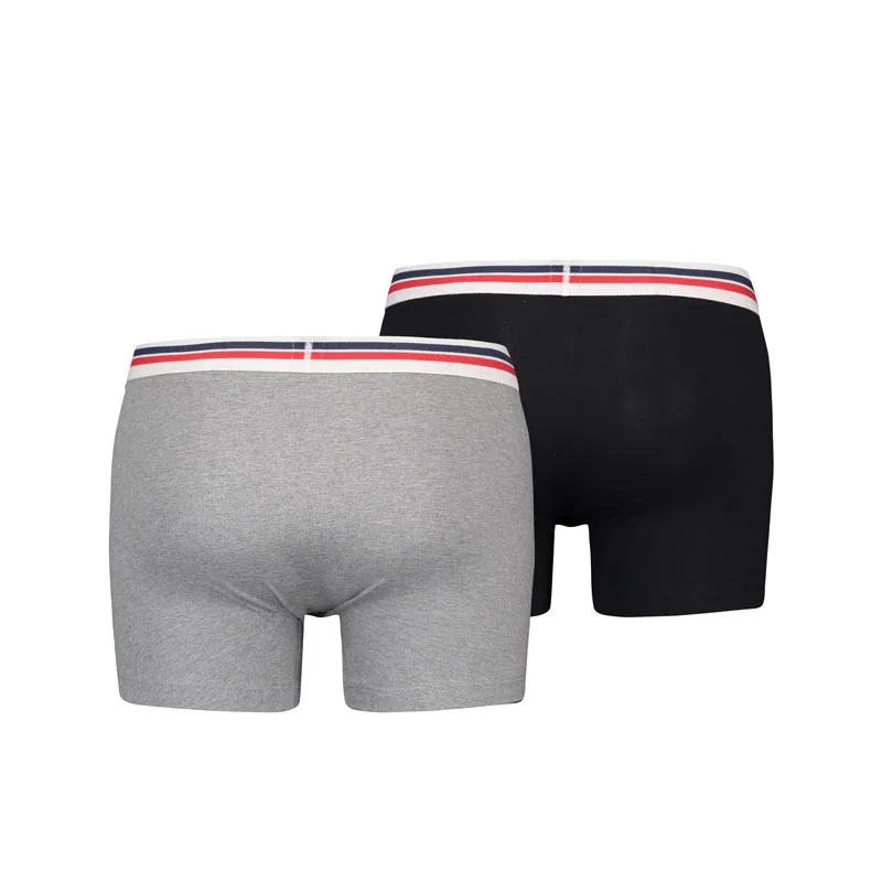 Pack 2 Boxers Levi´s en gris y negro con cinturilla bicolor