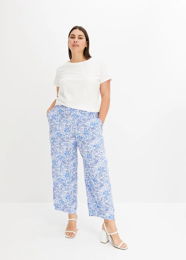 Pantalón con cinturilla elástica Azul-blanco