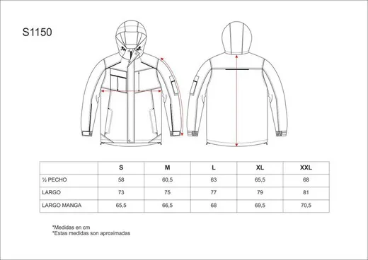 Parka jaspeada con costuras y vivos alta visibilidad Negro