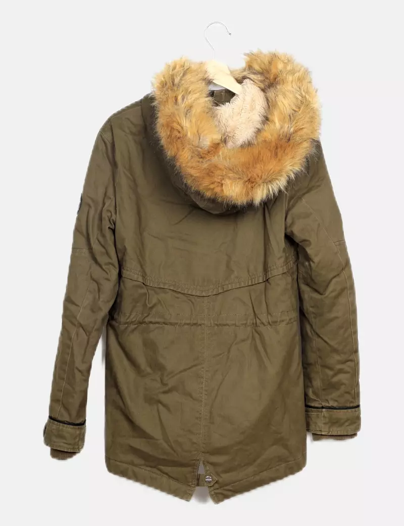 Pimkie Parka verde capucha pelo