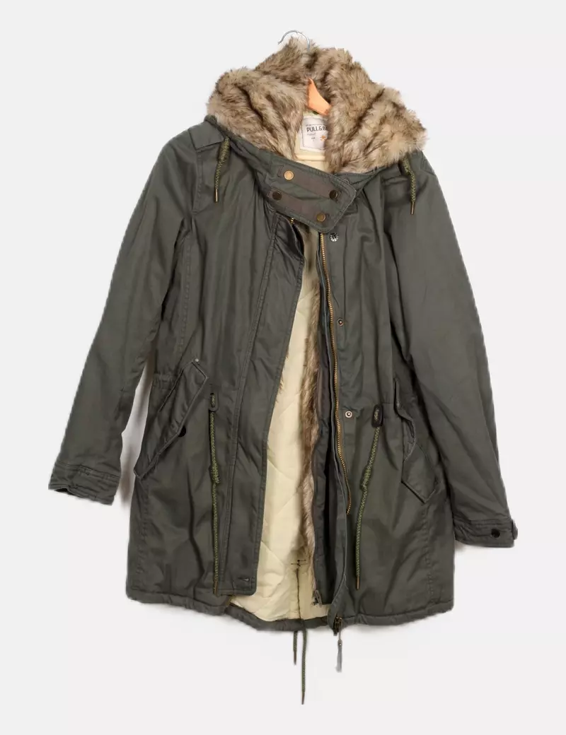 Pull&Bear Parka verde combinada