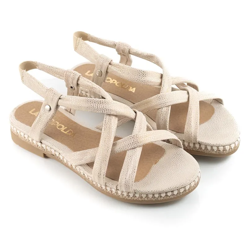 Sandalias bajas beige metalizado Cameron