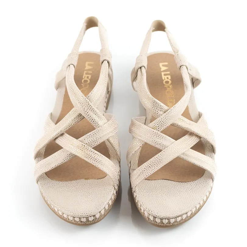 Sandalias bajas beige metalizado Cameron