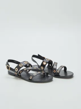 Sandalias con ojales - NEGRO
