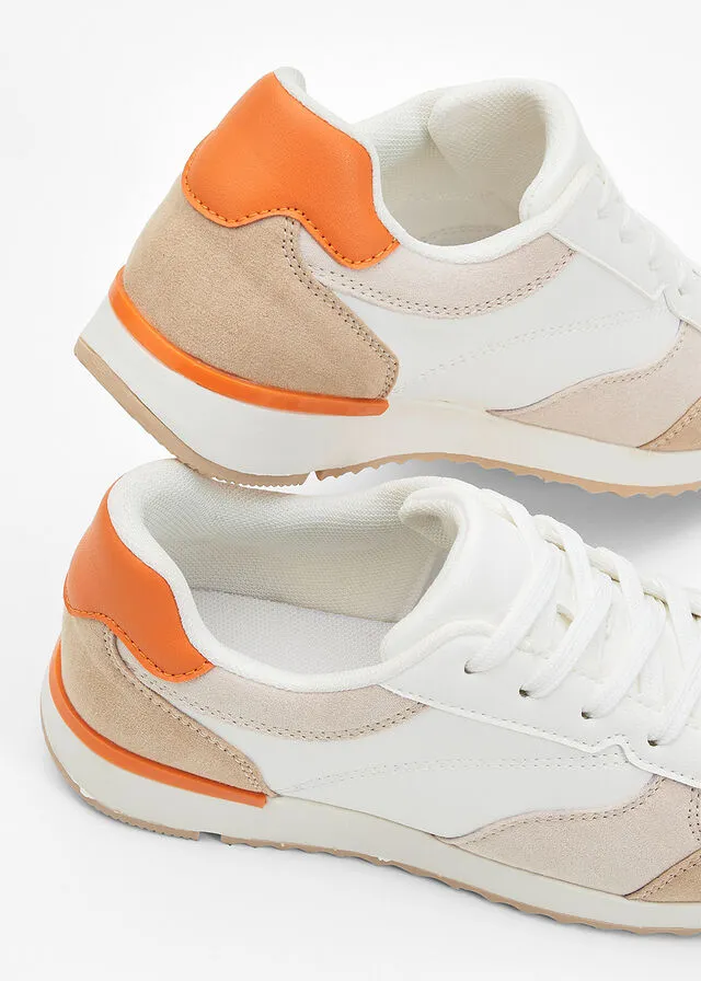 Sneakers bajos Blanco-beige-naranja claro