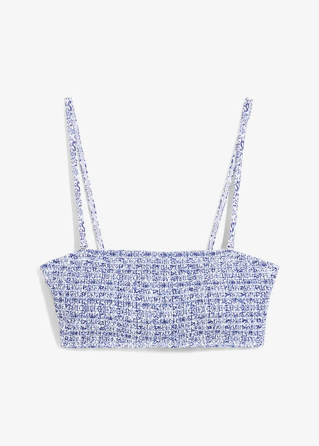 Sujetador de bikini blanco-azul oxford