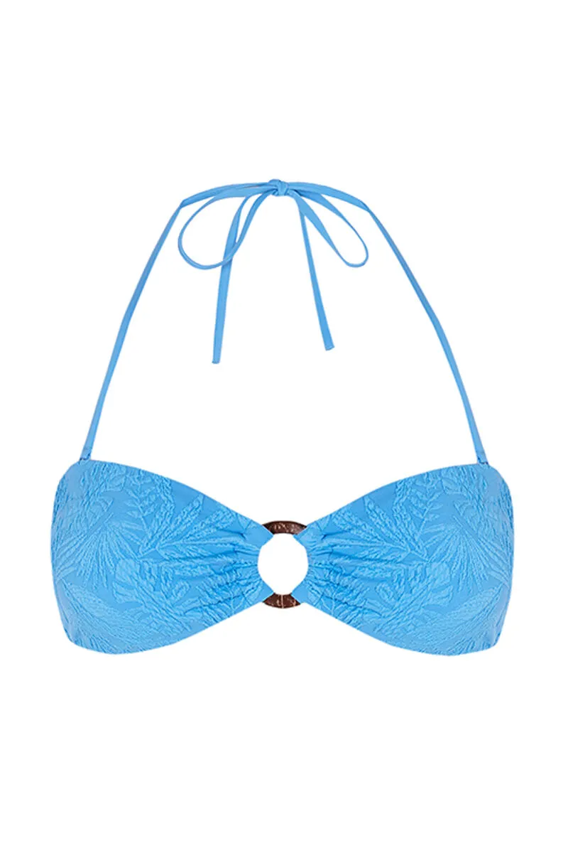 Top bikini bandeau azul arandela