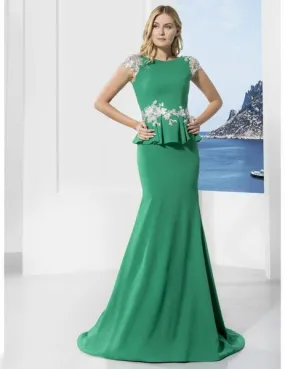 vestido alma couture peplum verde